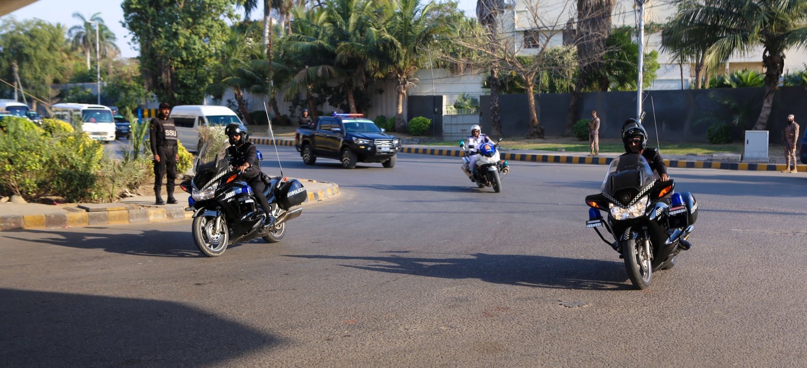 SSU motorcycle patrol on convoy security duty